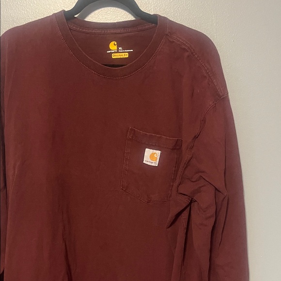 Carhartt Other - Vintage Carhartt Men's Burgundy Long Sleeve Tee